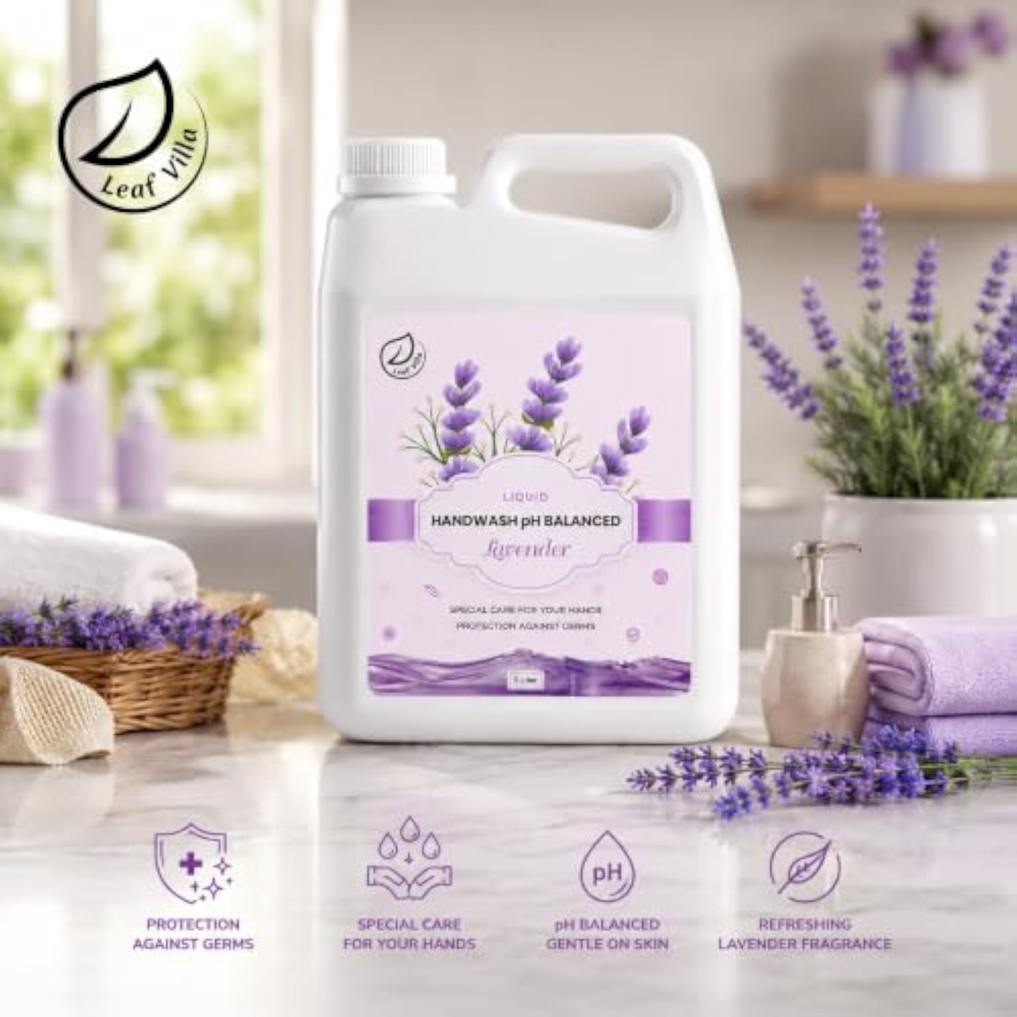 Premium Liquid Handwash pH Balanced Lavender Fragrance, 5 Litres