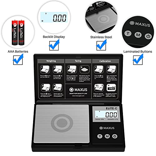 Maxus Precision Digital Gram Scale 200G X 0.01G, Elite Pocket Scale, Mini Scale, Food Scale, Black Jewelry Scale, Upgrade Shell Design, Easy To Carry, Great For Travel #TOP3