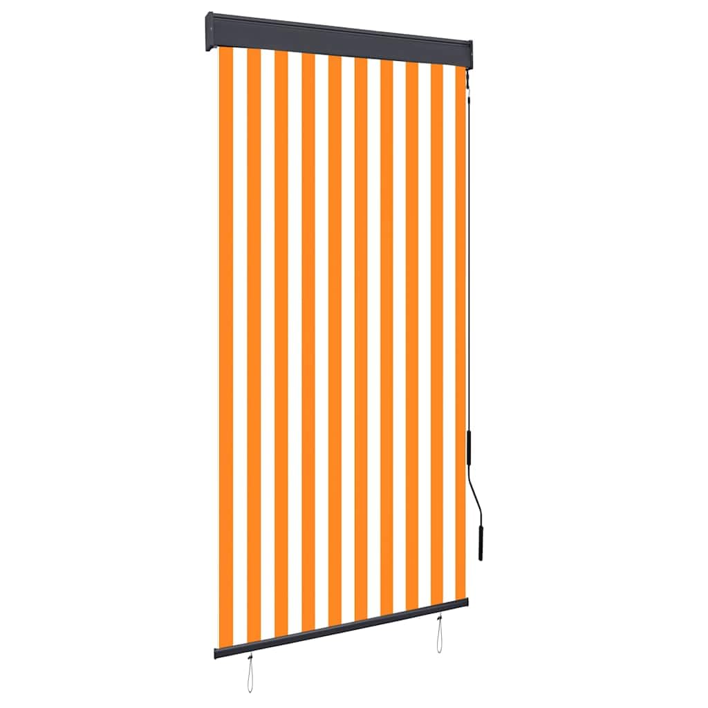 Store Roulant Extérieur 100x250 cm Blanc et Orange
