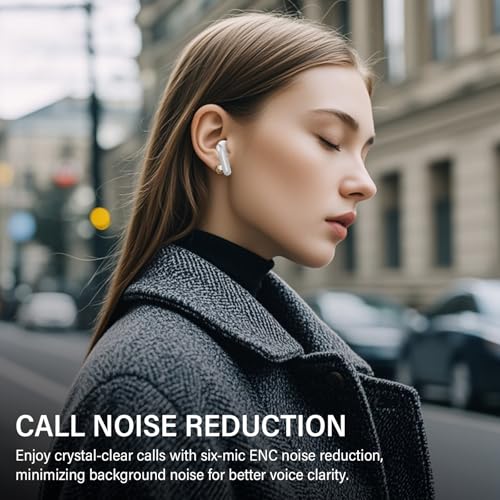 Image of Hybrid Active Noise Canceling Wireless Earbuds, 6 Mics ENC Clear Call Ear Buds, Hi-Res Audio Deep Bass Bluetooth 5.4 Headphones, 48H Playtime, IP7, 8 EQ Modes, Multipoint Connection (White)
