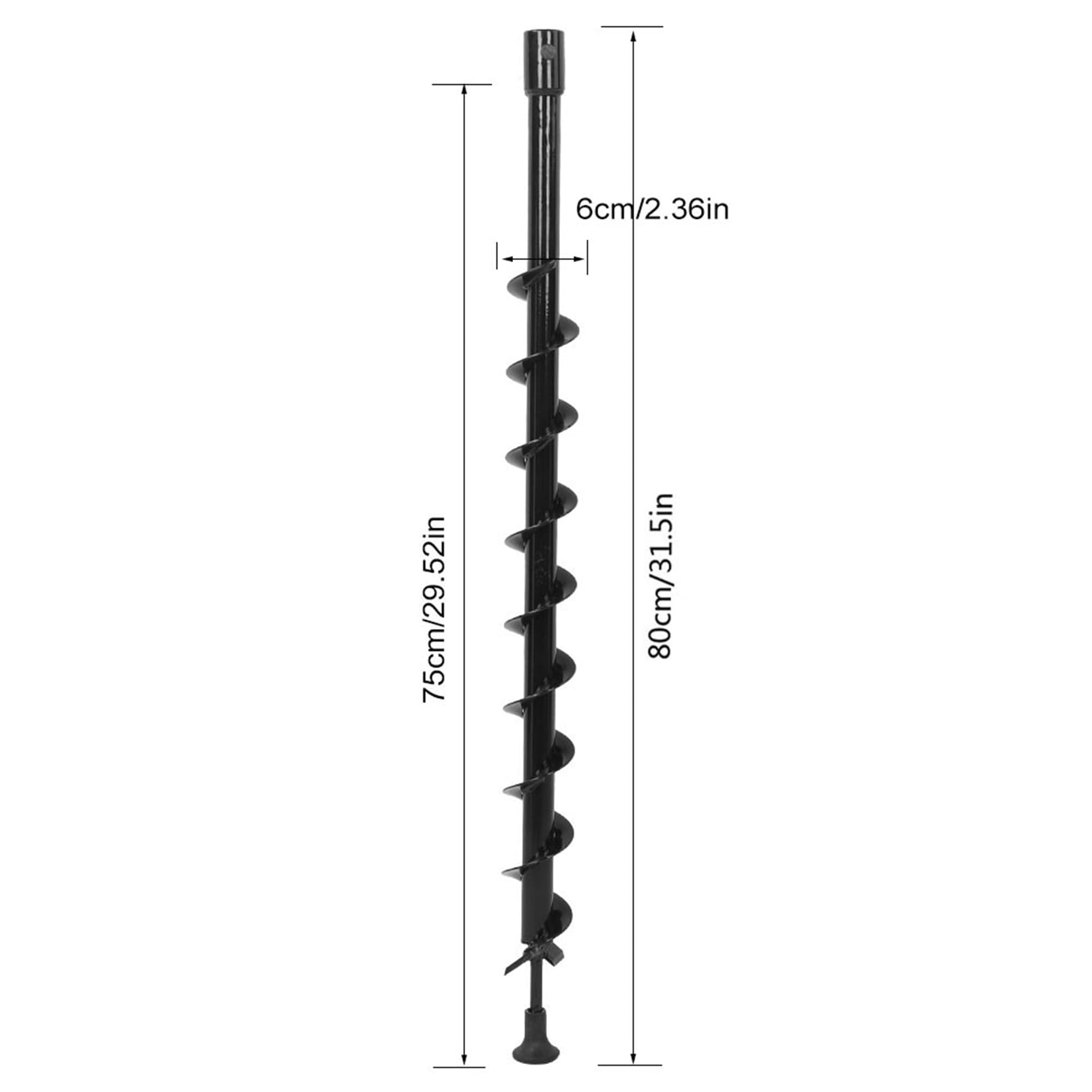Wiertło świdrowe ze Stali, Wiertnica do Dołków na Słupy 60x800 Mm | Jednoostrzałowe Ogrodnictwo, Duża Skala Sadzenia, Efektywne, Wałek ze Stali Węglowej, Trwały, Rośliny/ce