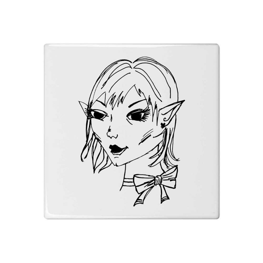 'Manga Elf Girl' 108mm Square Ceramic Tile (TD00019394)