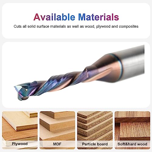 Image of SpeTool 1 /8 Inch Spiral Router Bits Up Down Compression Bit 1 /4 Inch Shank with Coated, Carbide CNC Router Bit End Mill for Woodwork Cutting Carving Engraving Tools