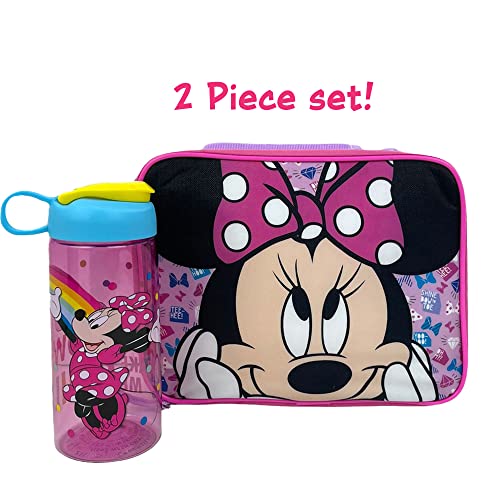 Disney Minnie Mouse Lunch Box And Water Bottle Bundle 2 Pc. Set, Soft Insulated Lunch Bag With Bpa Free Water Bottle For Kids #TOP2