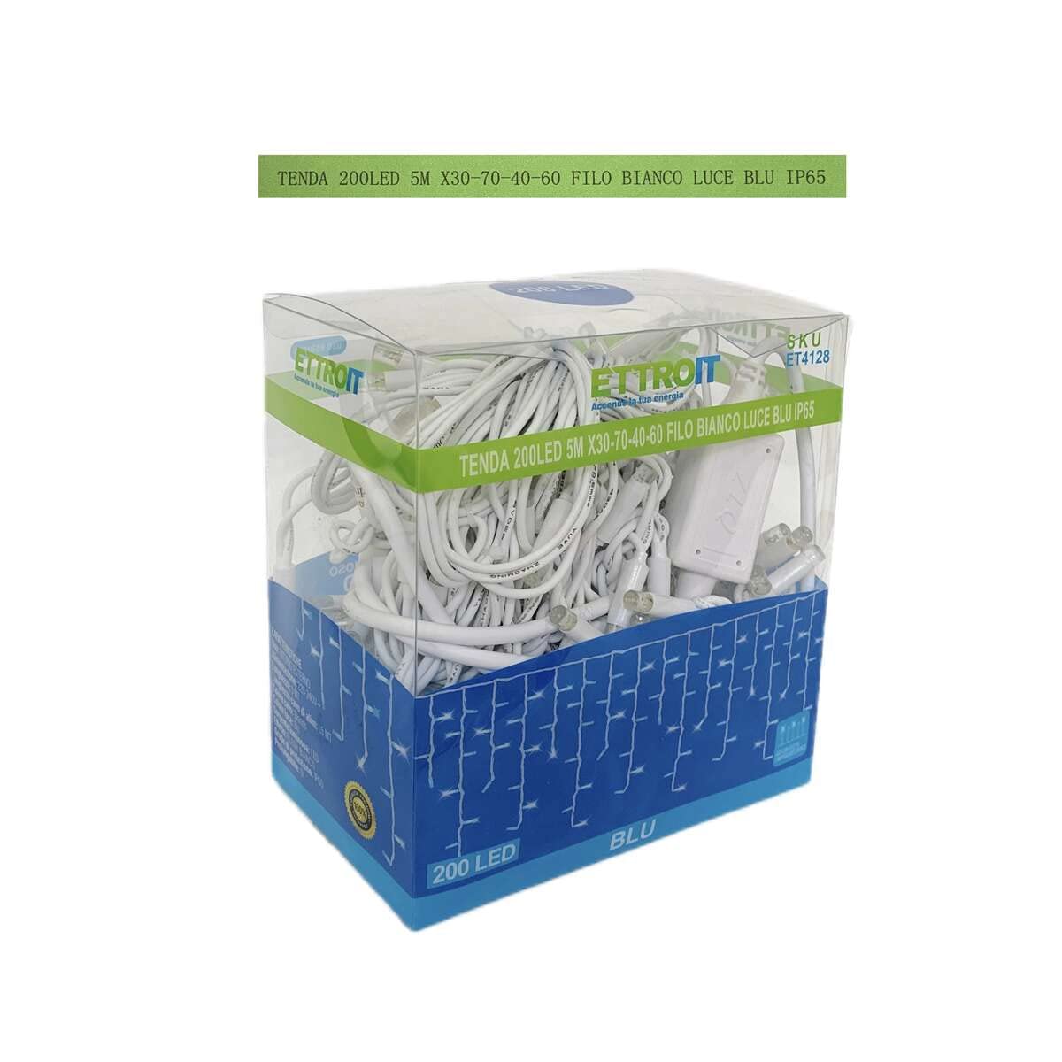 A2ZWORLD Rideau lumineux extérieur avec effet cascade, professionnel IP65, rideaux avec 4 longueurs différentes 30 cm 40 cm 60 cm et 70 cm (5 m avec 200 LED, bleu)