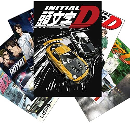 Poster for Initial a D, Japanese Anime Poster Room Decoration, Racing Car Poster Wall Decor, Art Decoration Poster for Boys Girls Bedroom Home Living Room, 7 Pcs Frameless 10*14 Inch Gift for Teens