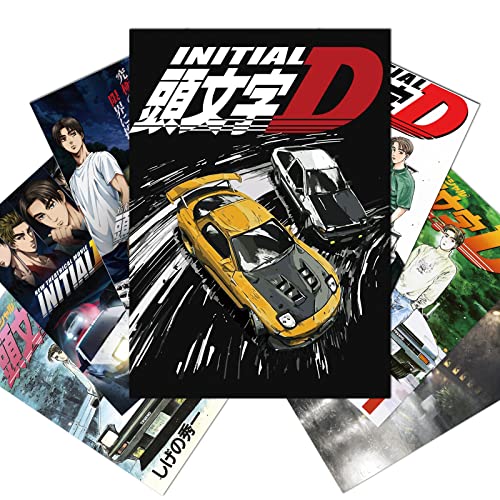 Poster For Initial A D, Japanese Anime Poster Room Decoration, Racing Car Poster Wall Decor, Art Decoration Poster For Boys Girls Bedroom Home Living Room, 7 Pcs Frameless 10*14 Inch Gift For Teens #TOP1