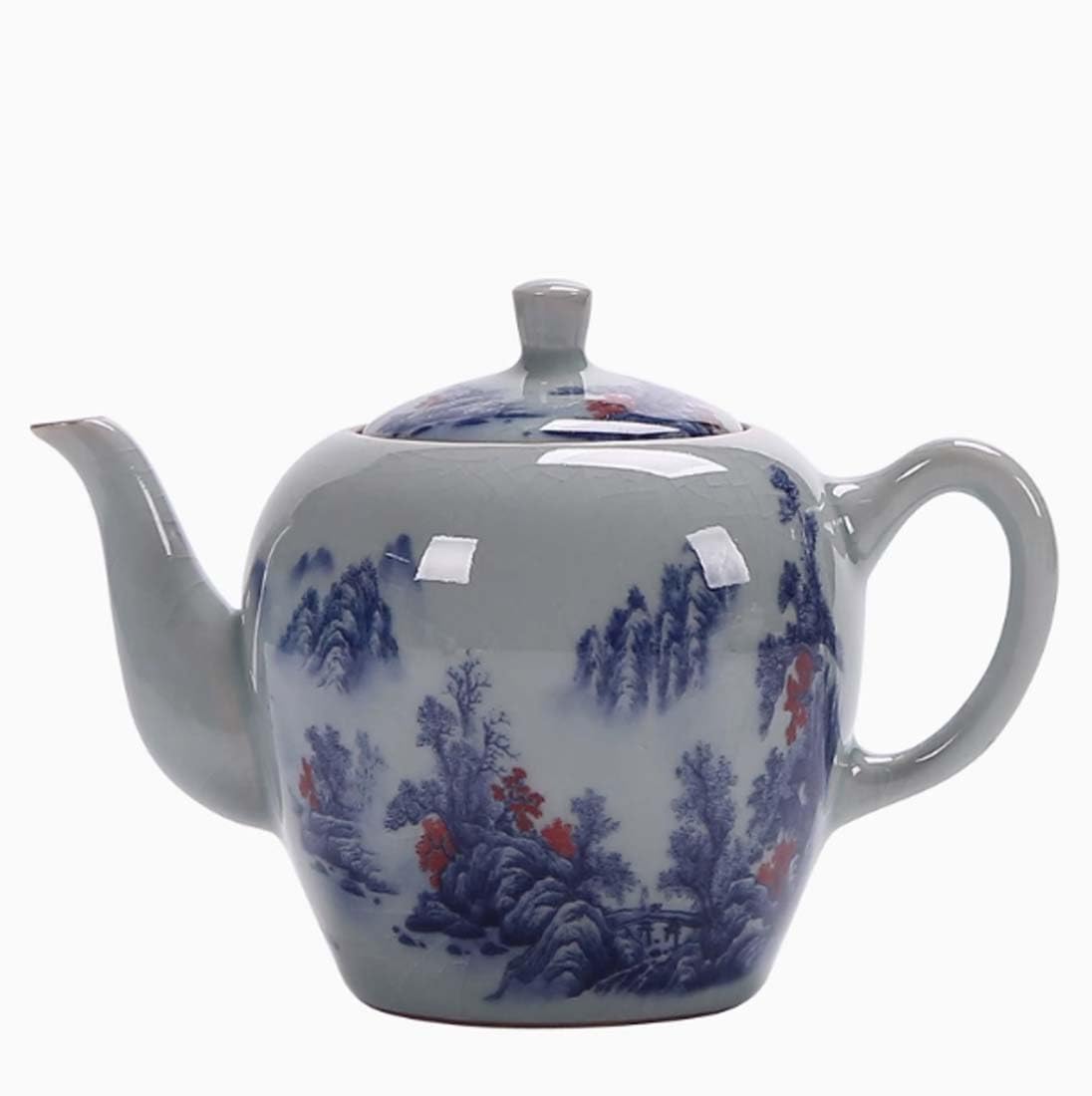 Porcellana Jingdezhen Teiera dipinta a mano di grande capacità blu e bianca porcellana teiera in ceramica, teiera fiore, caffettiera A03