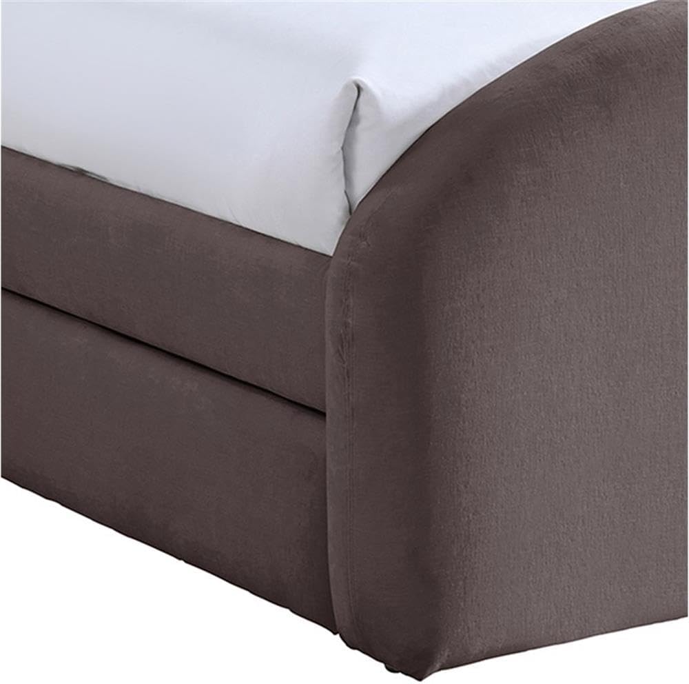 BOWERY HILL Contemporary Twin Trundle Bed, Purple Chenille Fabric Upholstered, 43.5" W x 88.25" D x 49.25" H, Optional Trundle Placement, Fits Mattress up to 6", Elegant Bedroom Furniture