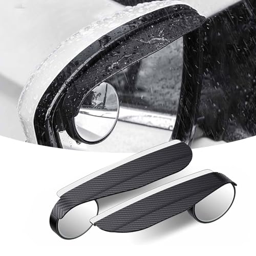UGSHY Pack-2 Car Rearview Mirror Rain Eyebrows and Blind Spot Mirror, Universal Auxiliary Replacements for Most Cars, Trucks and Vans (Carbon Fiber Black)