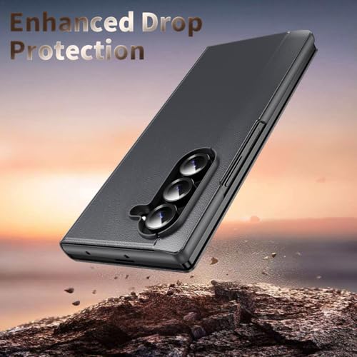 Fenêtre transparente Galaxy Z Fold 5 coque miroir cuir