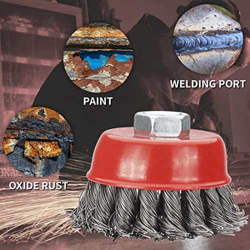 20 Pieces Knotted Wire Cup Brush For Angle Grinders, Wire Brush For 4 1/2 Angle Grinder With 5/8 Inch Arbor For Heavy Cleaning Rust, For Grinder #TOP5