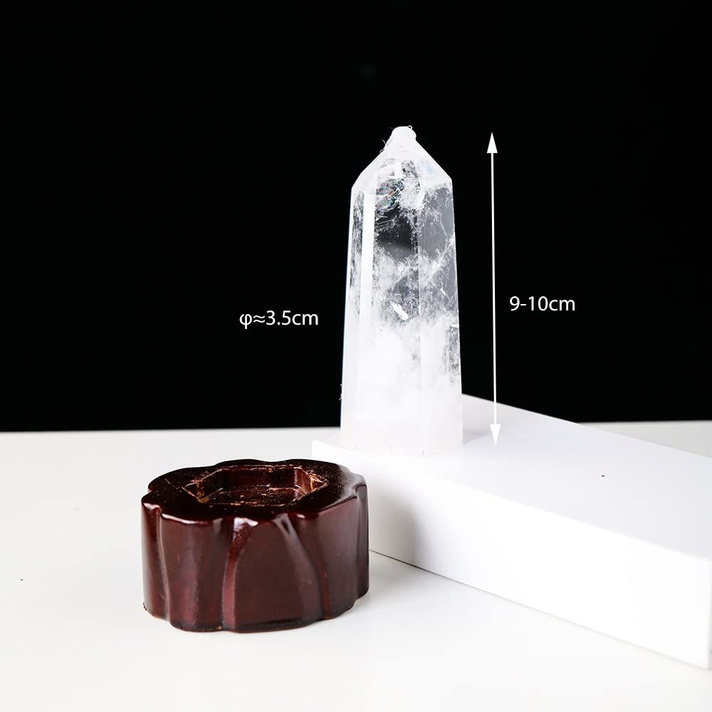 Columna de Cristal de Punto de Cuarzo Transparente con Base de Madera Torre de Cristal Decoración de Piedra for el hogar decoración de la habitación