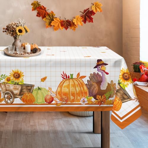 Nappe rectangulaire dindon automne 152x213cm antitache pour table