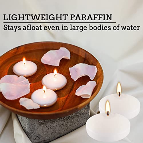 10 Hour Floating Candles, 3” White Unscented Dripless Wax Discs, For Cylinder Vases, Centerpieces At Wedding, Party, Pool, Holiday (24 Set) #TOP7