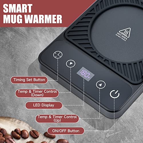 Image of Mug Warmer - Electric Coffee Mug Warmer for Desk with Temperature Display | Coffee Cup Warmer Auto Shut Off,Smart 6-Temperature Control, Coffee Accessories for Coffee Lovers, Black