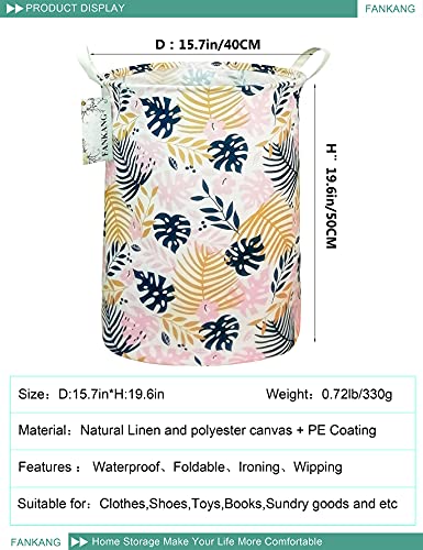 Fankang Storage Basket, Nursery Hamper Canvas Laundry Basket Foldable With Waterproof Pe Coating Large Storage Baskets For Kids Boys And Girls, Office, Bedroom, Clothes,Toys（Banana Leaf） #TOP1