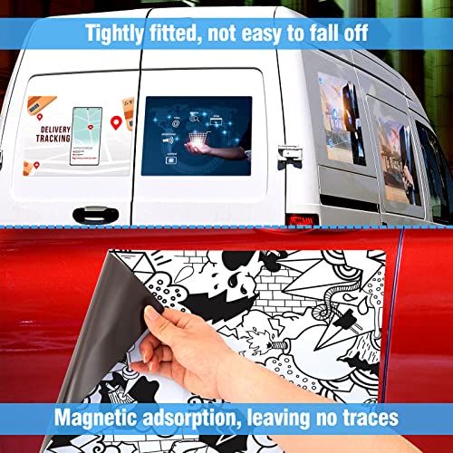 4 Pack Round Cornered Blank Car Magnet- 15.7" × 11.8” 27.6Mil Flexible Car Blank Magnetic Sign Car Magnet Sheets Diy Business Sign For Vehicle Door Advertising Business Preventing Scratches Dents #TOP5