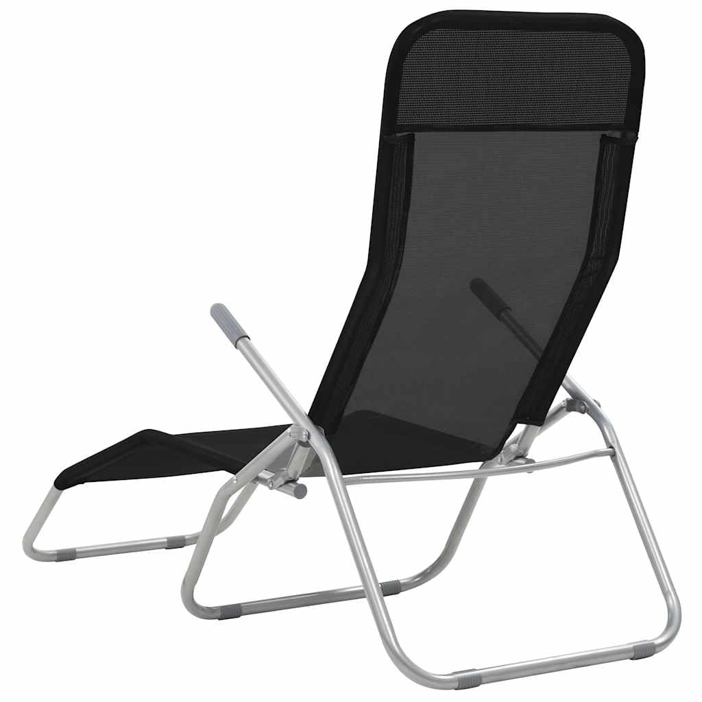 Składane leżaki zestaw 2 szt., czarne, z regulowanym oparciem, leżak ogrodowy, leżak plażowy, odporny na warunki atmosferyczne i ergonomiczny, na balkon, taras, basen, do wypoczynku na