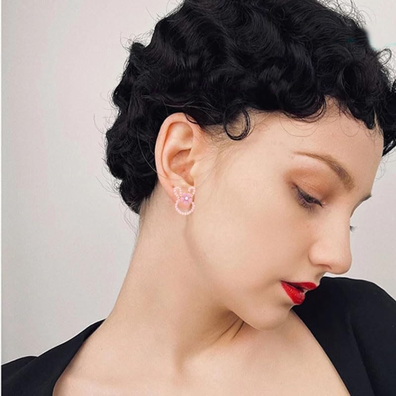 ONLYJUMP Easter Tiny Rabbit Stud Earrings for Women Cute Pink Daisy Flowers Hollow White Shell Pearl Sweet Bunny Animals Pet Small Earrings Jewelry Gifts - Image 4