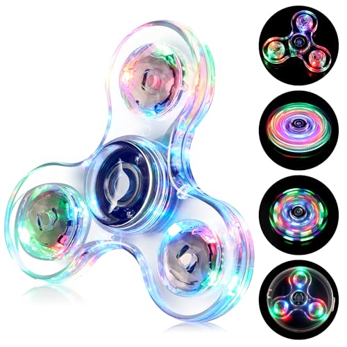 SCIONE LED Fidget Spinner Toy for Kids & Adults with Light Effects Stress Relief Sensory Fidget Toys for Anxiety & Focus Fidget Spinners for Kids and Adults White