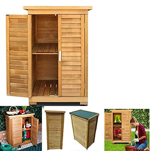 All Weather Wooden Outdoor Garden Lawn Cabinet Tool Shed Shelf Cupboard Storage Shed Outdoor Storage...