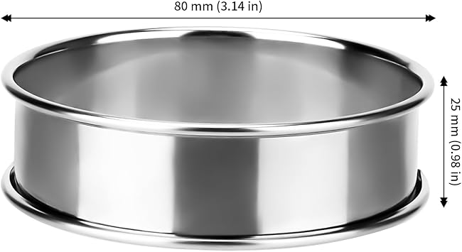 JAPCHET 20 Pcs 8cm Crumpet Rings, Stainless Steel Mousse Baking Rings, Double Rolled Tart Cake Ring, English Muffin Rings for Kitchen