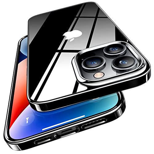 TORRAS Crystal Clear Designed for iPhone 14 Pro Case, Ultra-Thin [Non-Yellowing] [Military Protective Absorber] Slim Fit Soft Silicone TPU Cover for iPhone 14 Pro Phone Case 6.1 Inch, Black