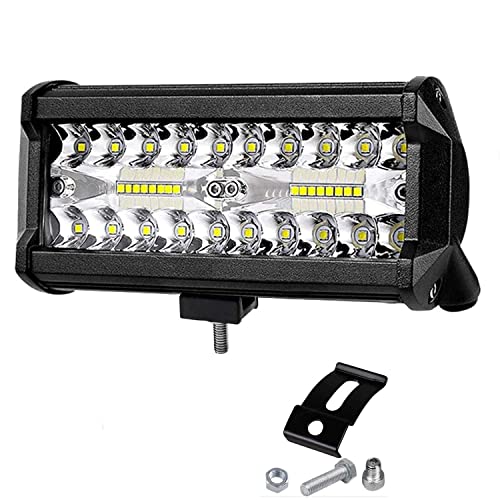Image of AllExtreme EX36LW1 7 inch 36 LED Fog Light Triple Row Flood Spot Combo Beam Driving Lamp Bar for Car Motorcycle SUV Bike Truck (72W, White, 1 Pc)