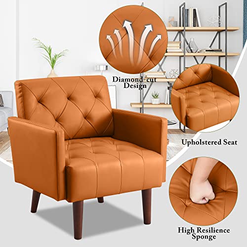 Sillón de Cuero Plegable Naranja miniatura 3