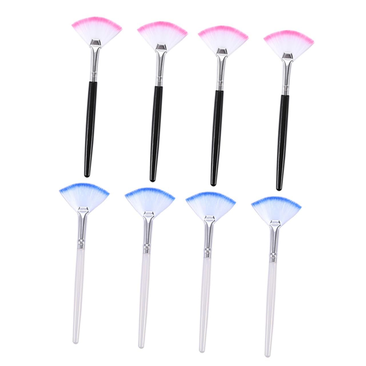 FOYTOKI 8Pcs Long Handle Fan Shaped Facial Mask Brush Ergonomic Makeup Tools for Skincare DIY Masks Soft Bristles for Smooth Application for Face Eye Masks