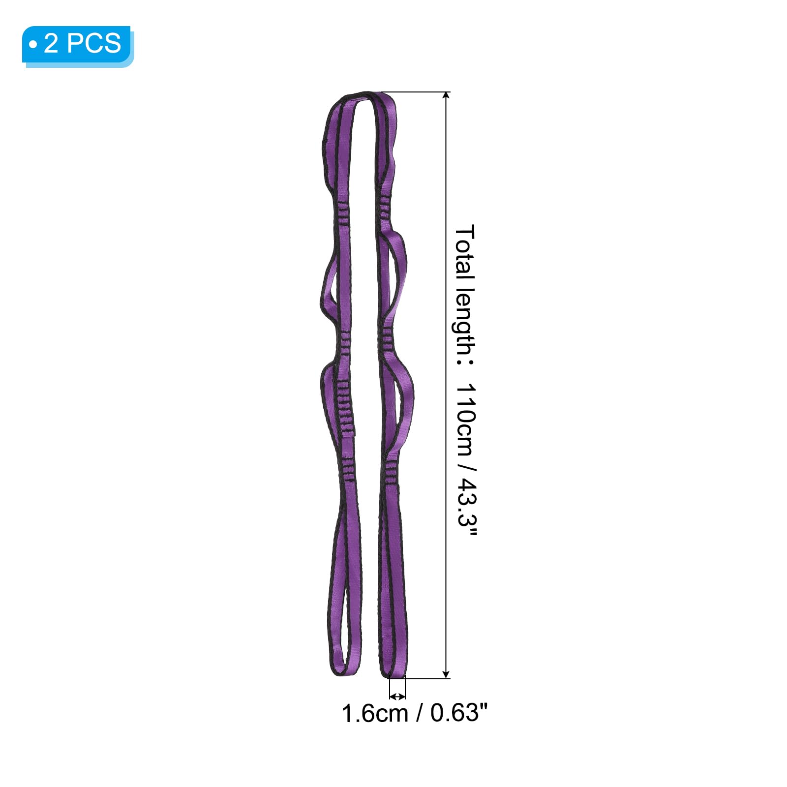 PATIKIL Sangle en chaîne Daisy, Lot de 2 Sangles d'escalade Robustes en Nylon Ajustables avec 8 Boucles pour Balançoire de Yoga Aérien, Violet