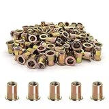 100 tuercas de remache, kit surtido de tuercas de remache de cabeza plana (3/8"-16)