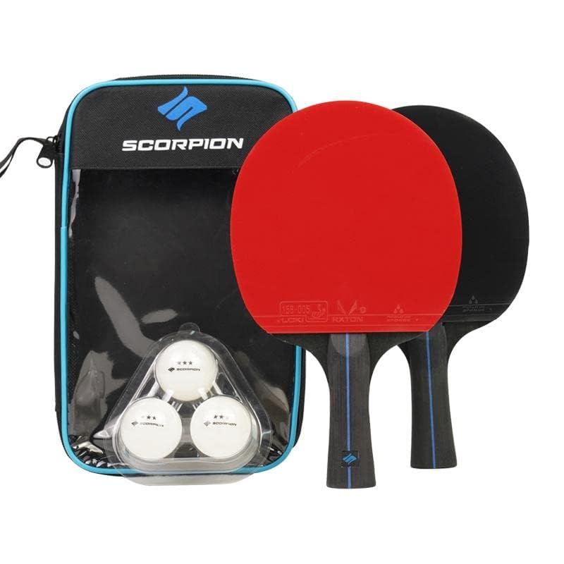Kit Tennis De Table Scorpion – 4 Raquettes Et 8 Balles 3 étoiles, Avec étui De Rangement