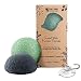 AMAKI SKINCARE Konjac Sponge Facial Cleanser with Added Green Tea and Activated Bamboo Charcoal-Sensitive to Oily and Acne Prone Skin Gentle Face Scrub