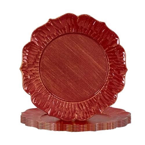 Set de 6 platos cargadores redondos 13 pulgadas rojo miniatura 1