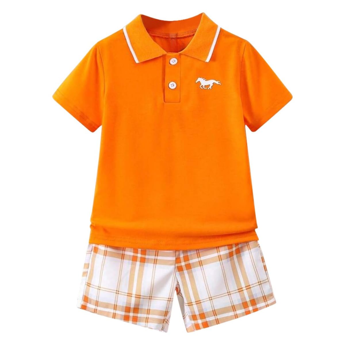 Kids Tween Boy Polo + Plaid Shorts Set