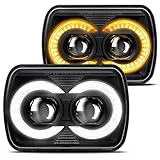 HWSTAR 2025 5x7 Led Headlights 7x6 H6054 headlight Compatible with Jeep Wrangler YJ Cherokee XJ Ford GMC Toyota Nissan Dodge etc (Black)