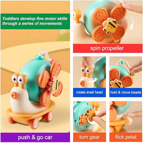 Image of Storio 5-in-1 Baby Suction Spinner Toy, Interactive Learning Set with Rattle and Sensory Play, for 6+ Months Kids - Orange & Cream (Pack of 2)