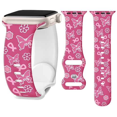 Image of wipalor Breast Cancer Watch Band for Apple Watch Bands for Women (42mm Series 11 /10) 41mm 40mm 38mm, Breast Cancer Awareness Pink Ribbon iWatch Bands for Apple Watch Series 11 10 SE 9 8 7 6 5 4 3 2 1