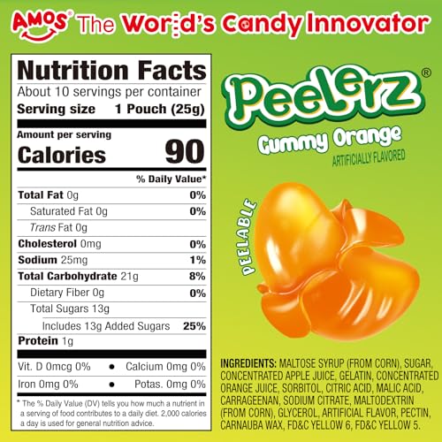 Save 15% on AMOS Peelerz Gummy Orange Candy - Fun Peelable Snack - Image 2