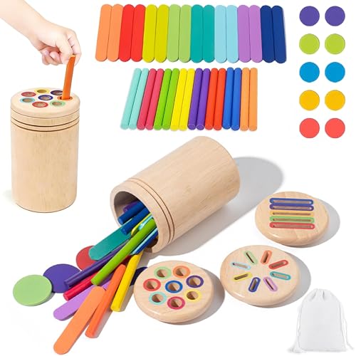 LEBOKJ Montessori Brinquedos 1-3 anos, brinquedos educativos 3 em 1 de classificação de cores e formas, jogos sensoriais para meninos e meninas, presente ideal para bebé 1 2 3 anos
