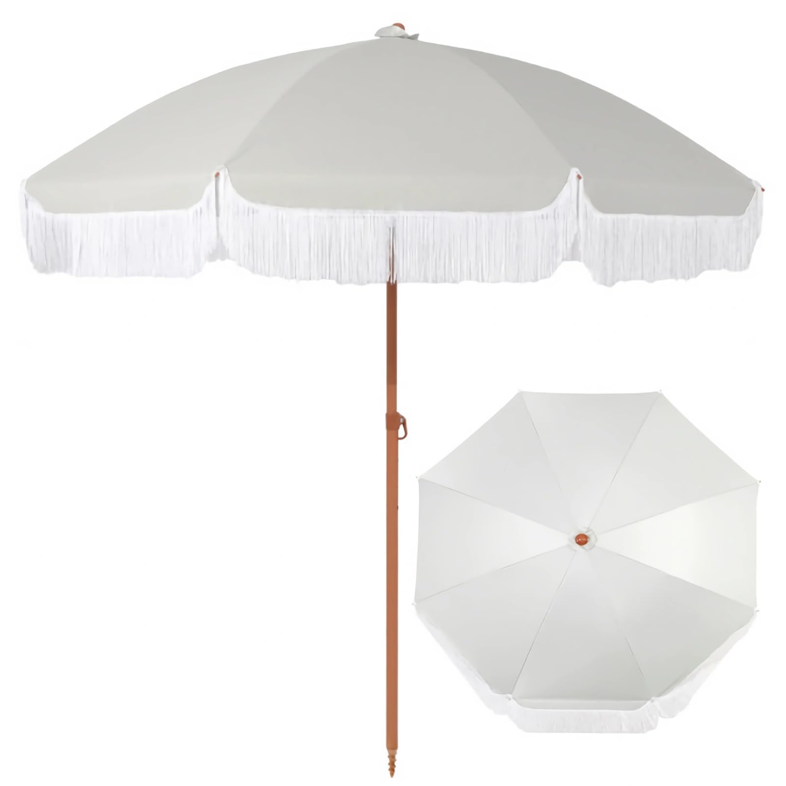 Ombrellone da Giardino da 200 cm con Frange,Ombrellone da Spiaggia Boho