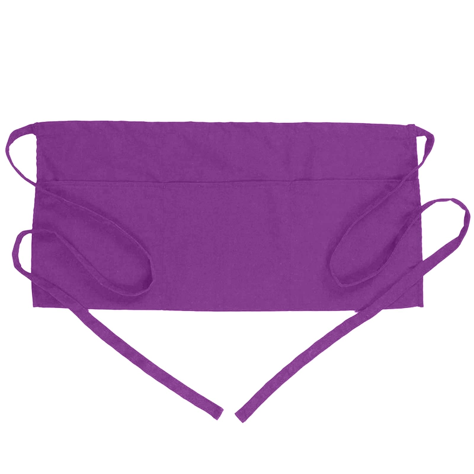 BOHARERS Waist Purple Apron with 3 Pockets - Black Waitress Server Short Apron