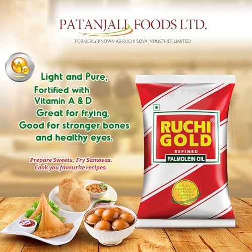 Image of Ruchi Gold Palmolein Oil for Cooking, Frying, Every Day Use, Edible Oil, 850 gm /870 gm / 893gm 1 ltr (pack of 10)| refined palm oil |