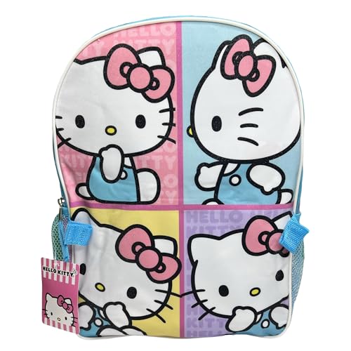 Image of Fast Forward Hello Kitty Kids 16 inch Backpack with Matching Lunch Box, Pink and Blue, School Bag Set