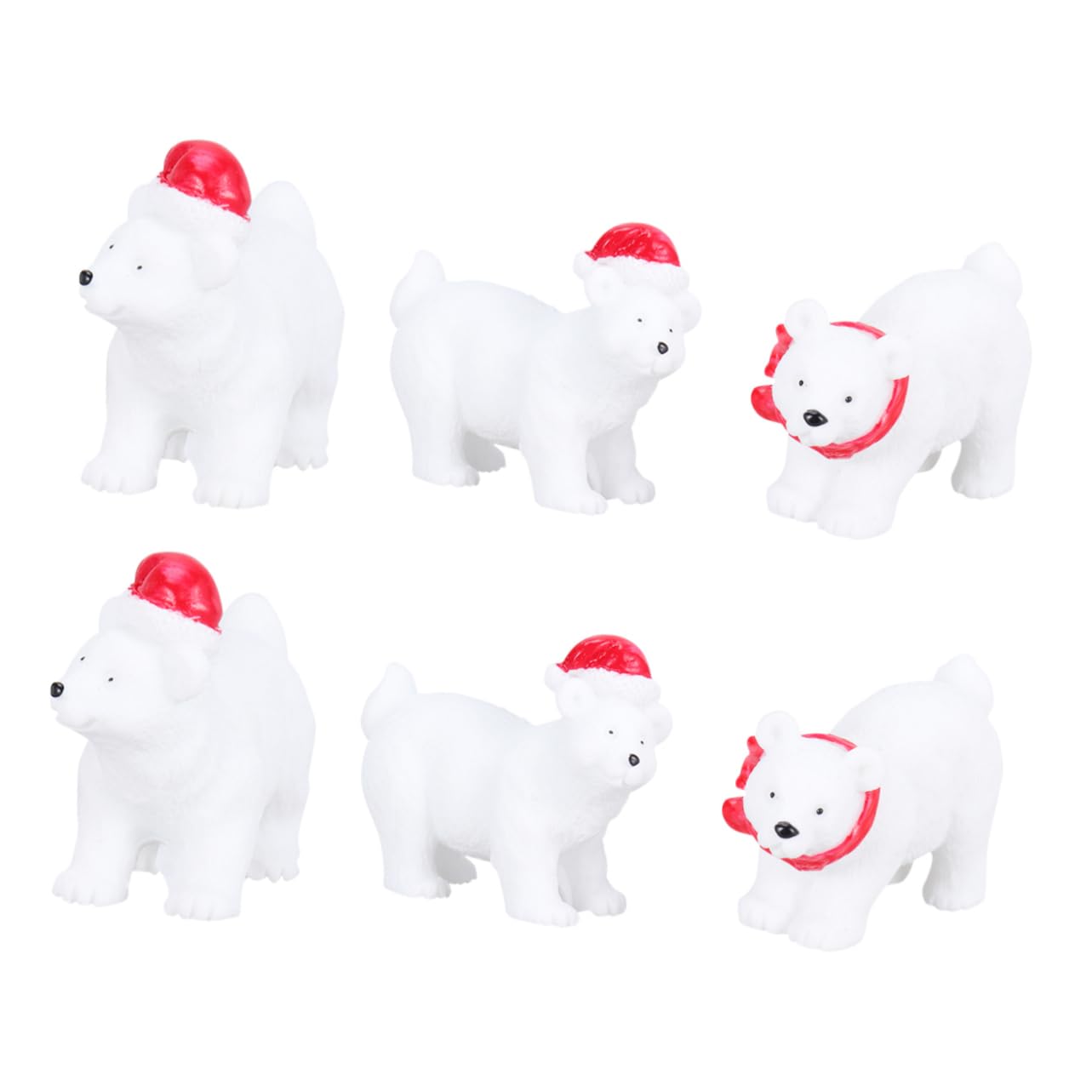 Ciieeo Elegante Decorazione Natalizia a Forma di Orso in Miniatura 6 Pezzi Ornamenti in Resina Stili multipli