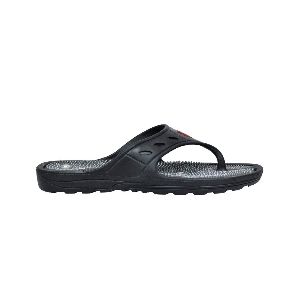 Ramdev Acupressure Unisex Open-Back Unistar Pain Relief Slipper Multi color (Size - 10)Mens Black Slipper -10