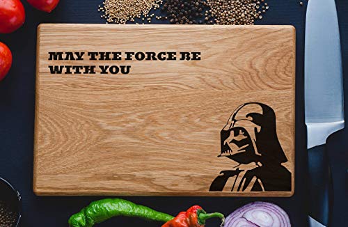 Star Wars Darth Vader MAY THE FORCE BE WITH YOU Personalized Engraved Cutting Board - Girlfriend gift Wedding Gift, Anniversary Gifts, Housewarming Gift,Birthday Gift, Corporate Gift, Award