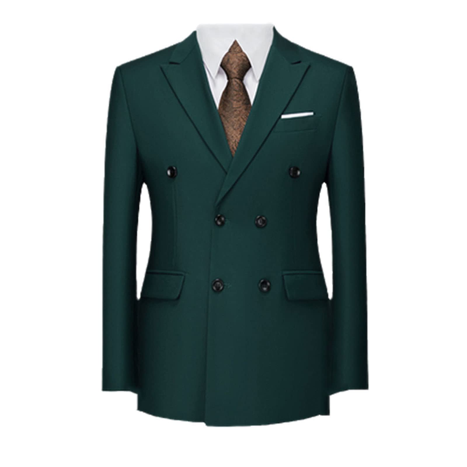 Blazer formel à double boutonnage pour homme - Coupe ajustée - Couleur unie